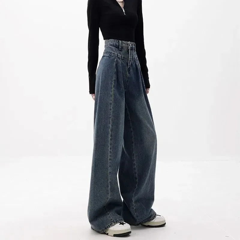 2024 Women Streetwear Vintage Jeans Denim Pant Korean Fashion Baggy Jeans Woman High Waist Oversize Design Female Trousers Y2k