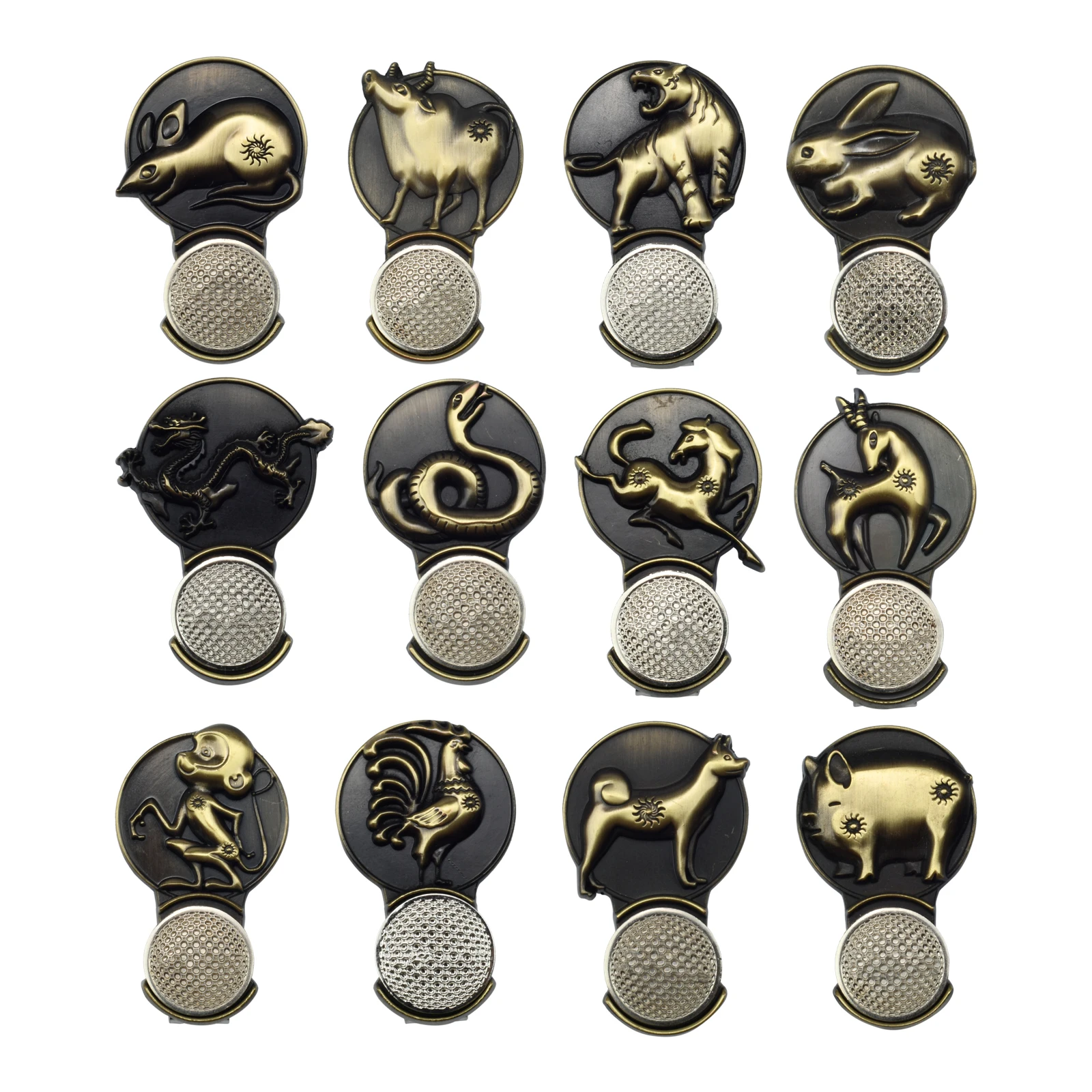 

1 Pc Golf Hat Clip Chinese Zodiac Pattern Zinc Alloy 5*3cm with Magnetic Ball Marker 12 Kinds Lovely Animals Golf Accessories