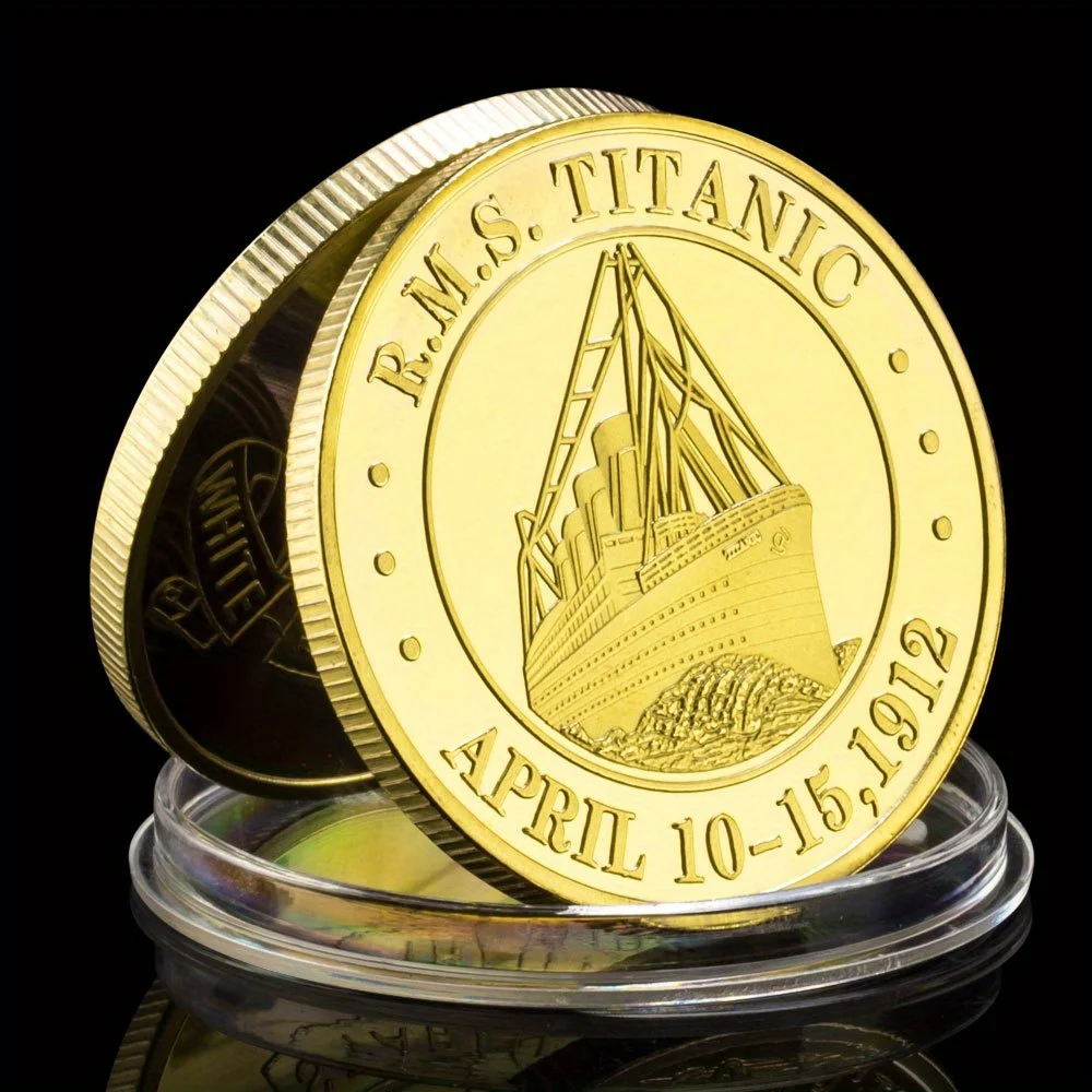 Moneda de recuerdo chapada en oro coleccionable, colección de línea de estrella blanca, regalo creativo, moneda conmemorativa, RMS Titanic Abril 10-15,1912