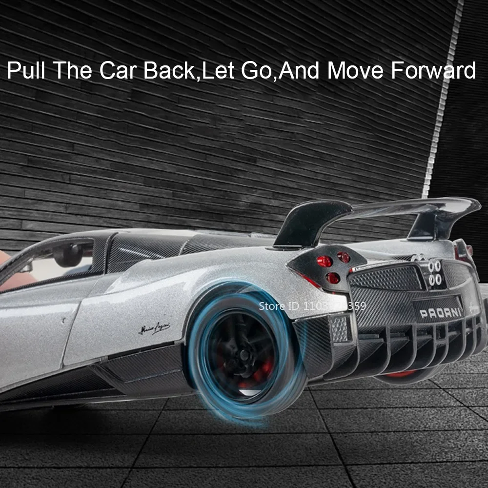 1:32 Supercar Pagani Huayra BC Supercar Toy Models Alloy Diecast Sound Light Doors Opened Pull Back Sports Car Toys for Kids