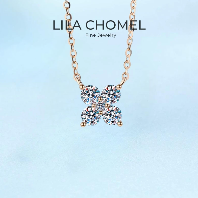 

Girlfriend Valentine's Day 18K Rose Gold Necklaces Women Wedding Fine Jewelry 1.26CT Moissanite Diamond Daughter Birthday Gift