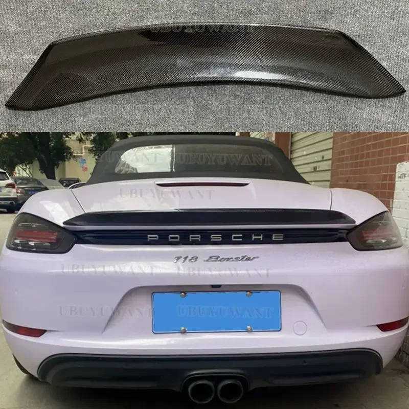 Rear Spoiler For Porsche 718 Boxster Base S Coupe & Cayman 16-22 Real Carbon Fiber Trunk Lid Wing