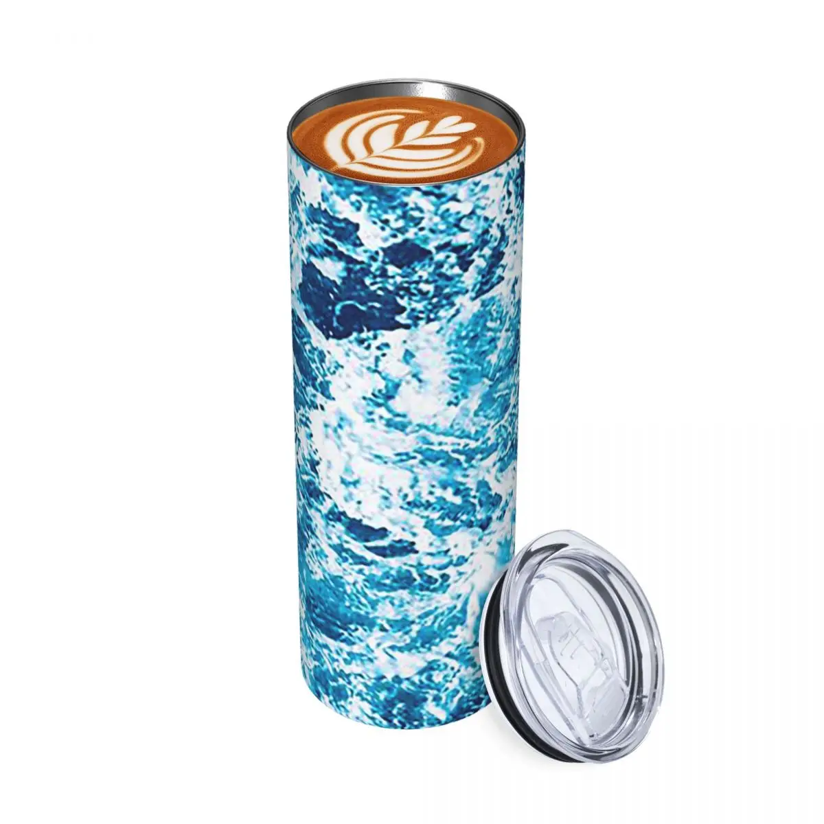 Turquoise Ocean Wave - Electric Marbled S Stainless Steel Tumbler Vacuum Insulated Mugs Thermal Cold Cup Straws With Lid 20oz