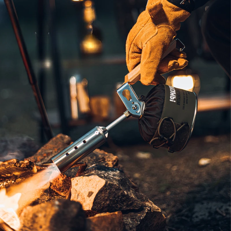 

Новый мощный распылитель из нержавеющей стали с деревянной ручкой, уличный высокотемпературный воспламенитель, аксессуары для кемпинга