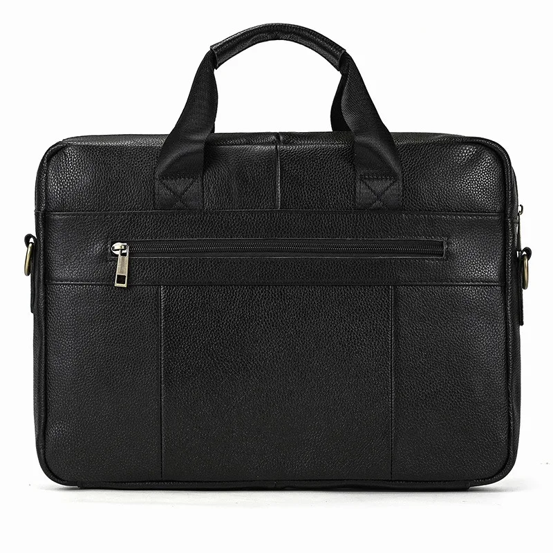 New A4 Brown Black Coffee Genuine Leather Executive 14‘’ Laptop Men Briefcase Cowhide Messenger Bag Portfolio Handbag M3316