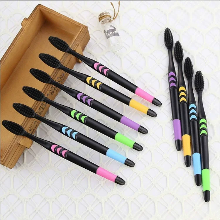 10-Pack Bamboo Charcoal Soft Bristle Toothbrushes with Nano Anti-Bacterial Benefits for Oral Health and Gingival Care in Adults image 3