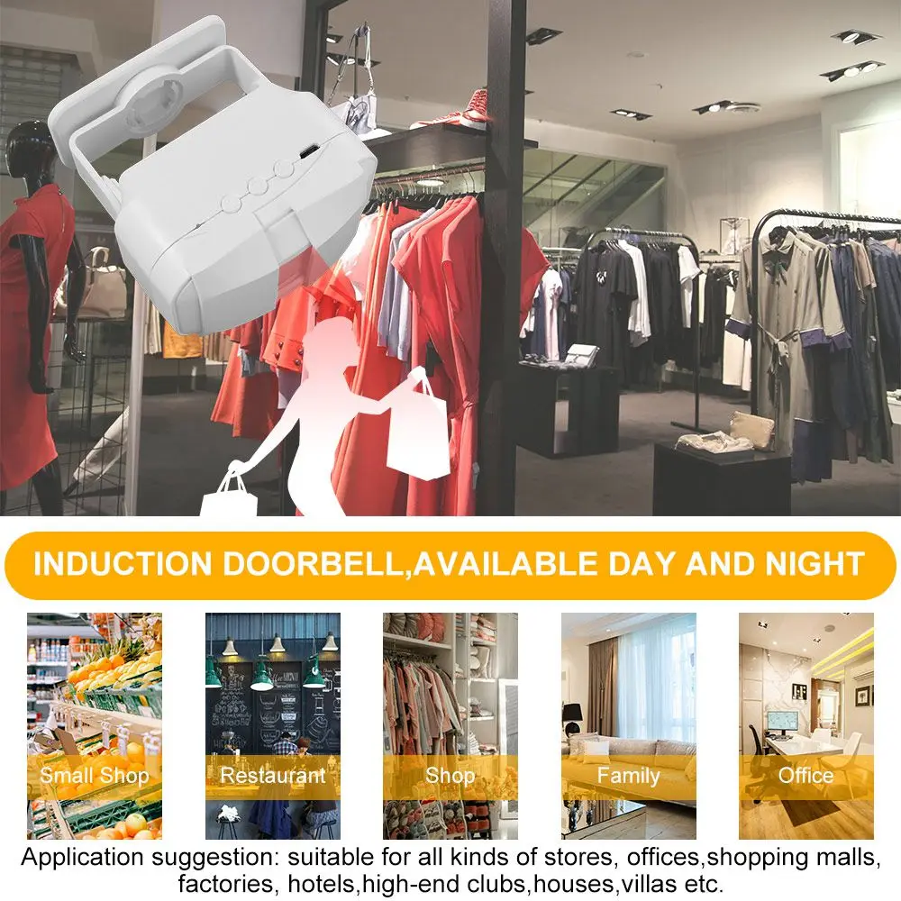 적외선 유도 환영 초인종 도난 방지 PIR 동작 감지기 무선 도어 벨 차임 무선 다국어