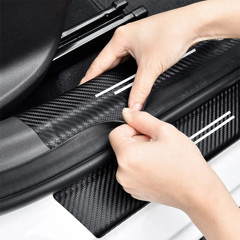 Carbon Fiber Car Threshold Plate for Opel ZAFIRA Logo 2023 Trunk Door Sill Protector Sticker Bumper Strips Scratch Guard Tape