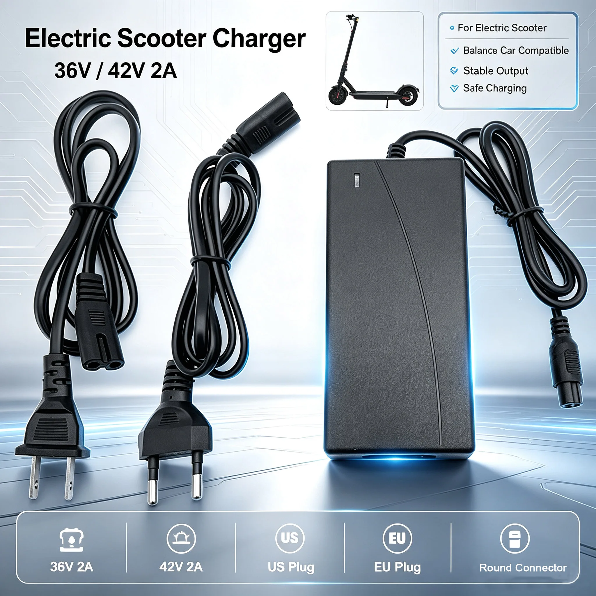 42V 2A Lithium Battery Charger For 10Series 36V Li-ion Battery Pack Fast Charging Portable Electric Bicycle Charger High Quality