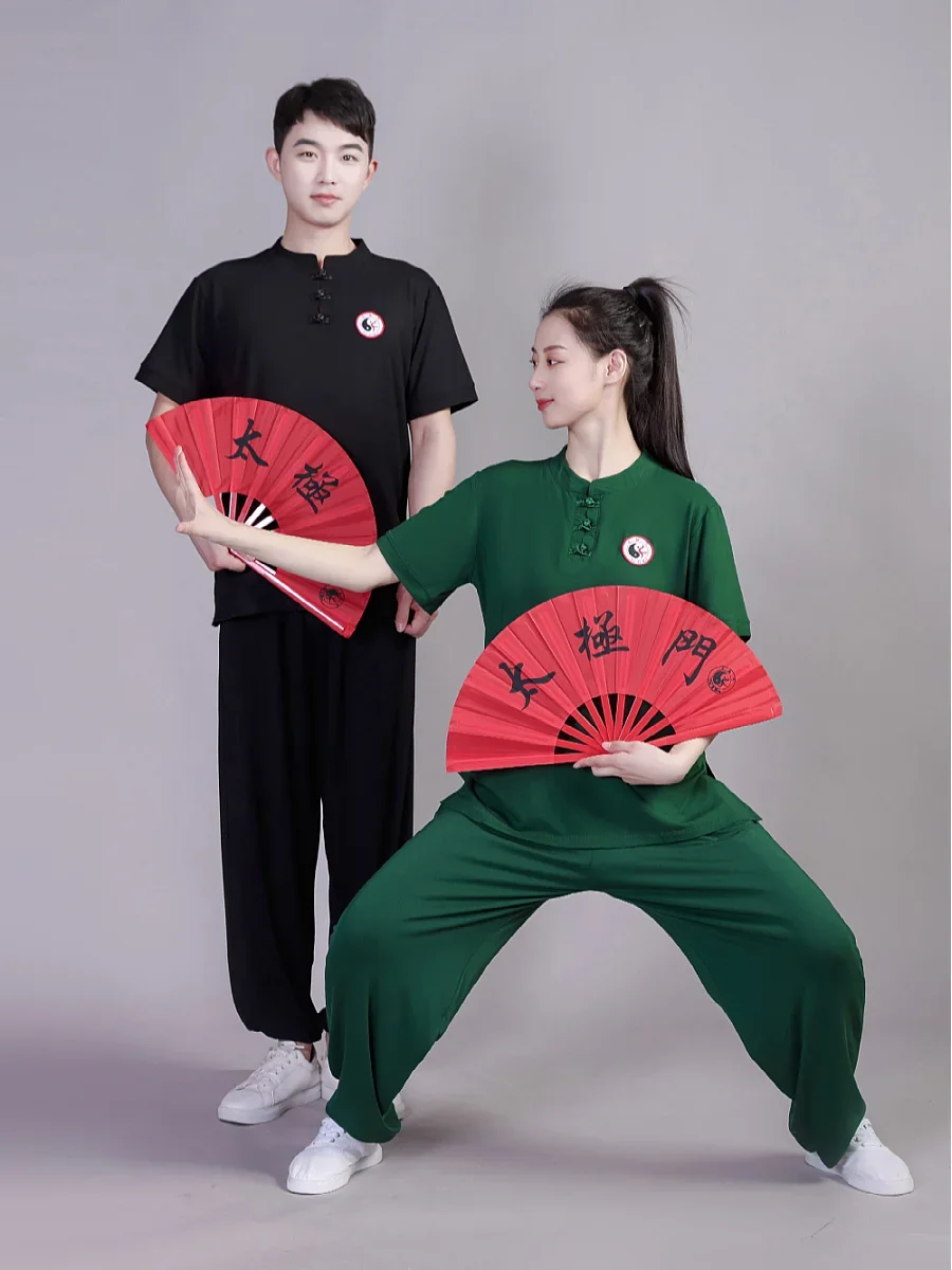 Martial Art Uniform Wushu Clothing Tai Chi Clothes Kung Fu Dress Women And Men Unisex Short Sleeve Multicolor Kun Master 2023