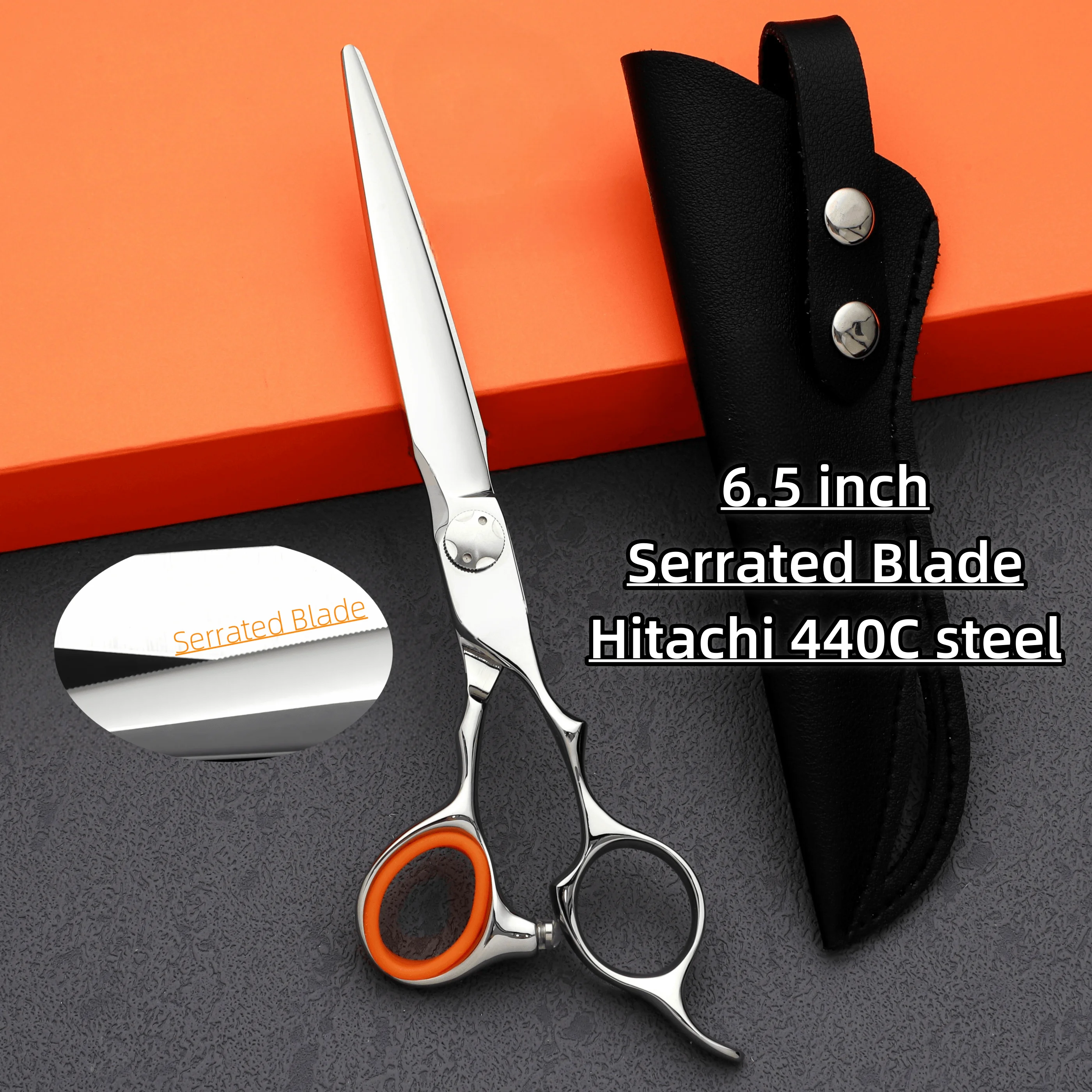 6.0-6.5-6.8 inch Professional Serrated blade scissors 440C steel hairdressing scissors Sharp and durable Barbershop accessories