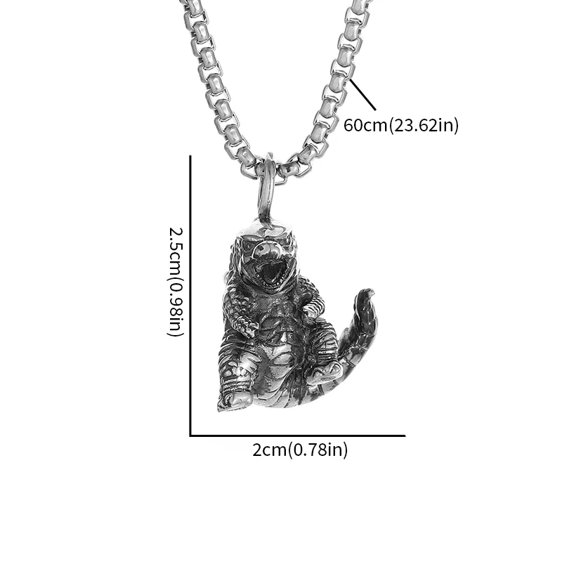 Personalized Cute Dinosaur Beast Animal Pendant Necklace Retro Punk Trendy Jewelry Boy Gift