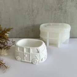 Kombi Bus Shape Flower Pot Silicone Mold Cute Van Car Epoxy Resin Cement Gypsum Pouring Mould Home Garden Decor Crafts Gifts