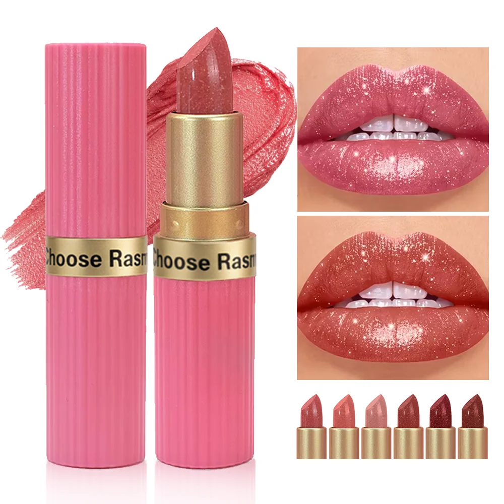 Glitter Shimmer Lipstick 6 Colors Optional Sparkling Diamond Lip Stick Moisturizing Long Lasting Waterproof Shiny Lip Makeup Cos
