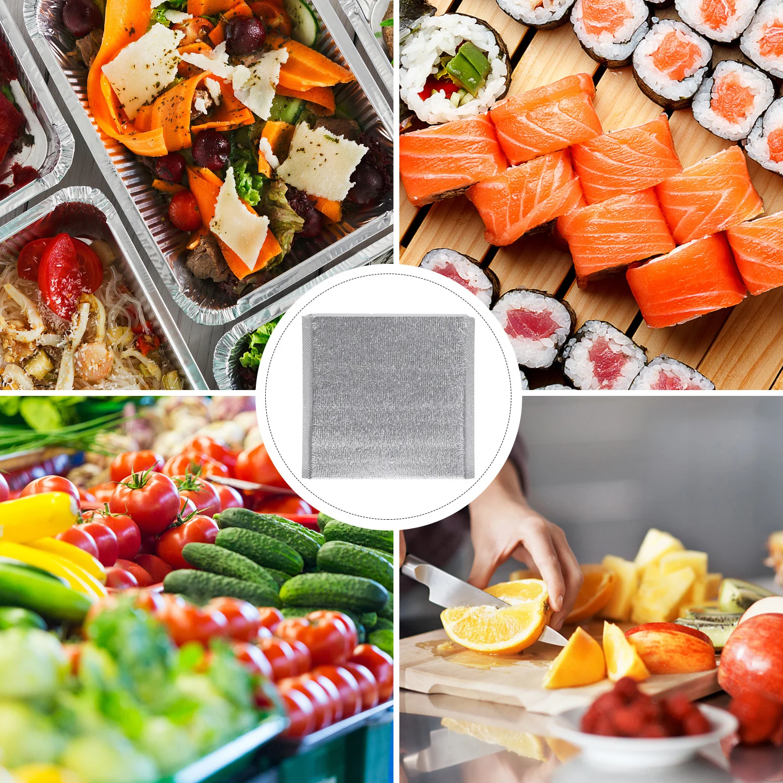 50 قطعة الحرارة مختومة الألومنيوم احباط حقيبة معزول كيس طعام للتخييم في الهواء الطلق نزهة الوجبات السريعة تسليم الرطوبة برهان 20x20 سنتيمتر