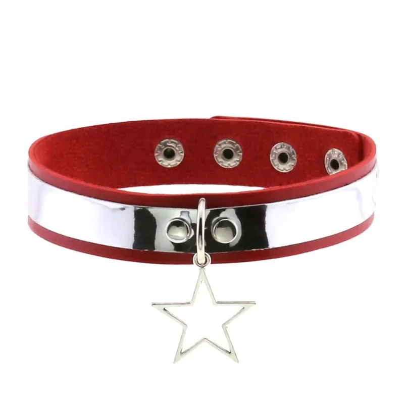 หนังสีดํา Star Choker สร้อยคอ Punk สร้อยคอสําหรับสาวเลดี้ Chocker คอเข็มขัดคอสเพลย์เทศกาลอุปกรณ์เสริม