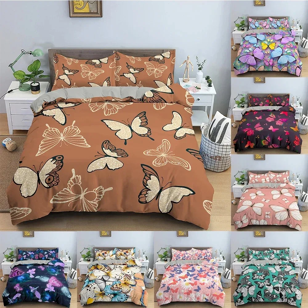 

3D Printed Bedding Set Butterfly Pattern Duvet Cover Comforter Covers Single Twin King Size Quilt Cover With Pillowcase