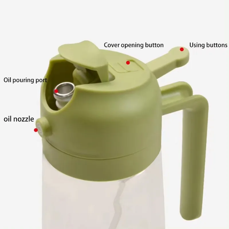 2in1 Oil Sprayer Glass Bottle for Cooking Anti-leakage Olive Oil Storage Bottle for BBQ Air Fryer Salad Steak Kitchen Supplies