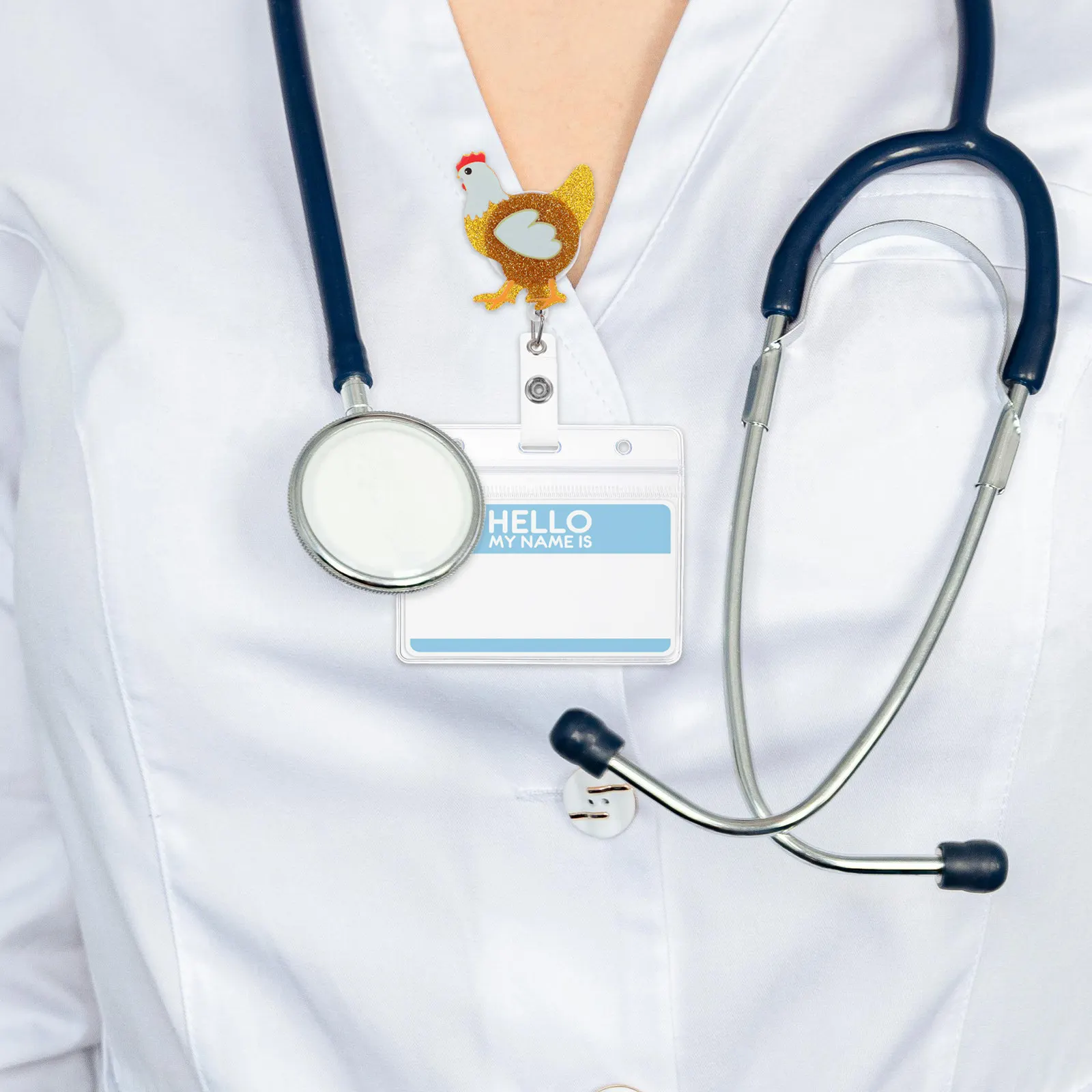 

Cute Chicken Retractable Badge Reel Alligator Clip for Nurses Doctors Medical Assistants Nursing Students Teacher Id Badge