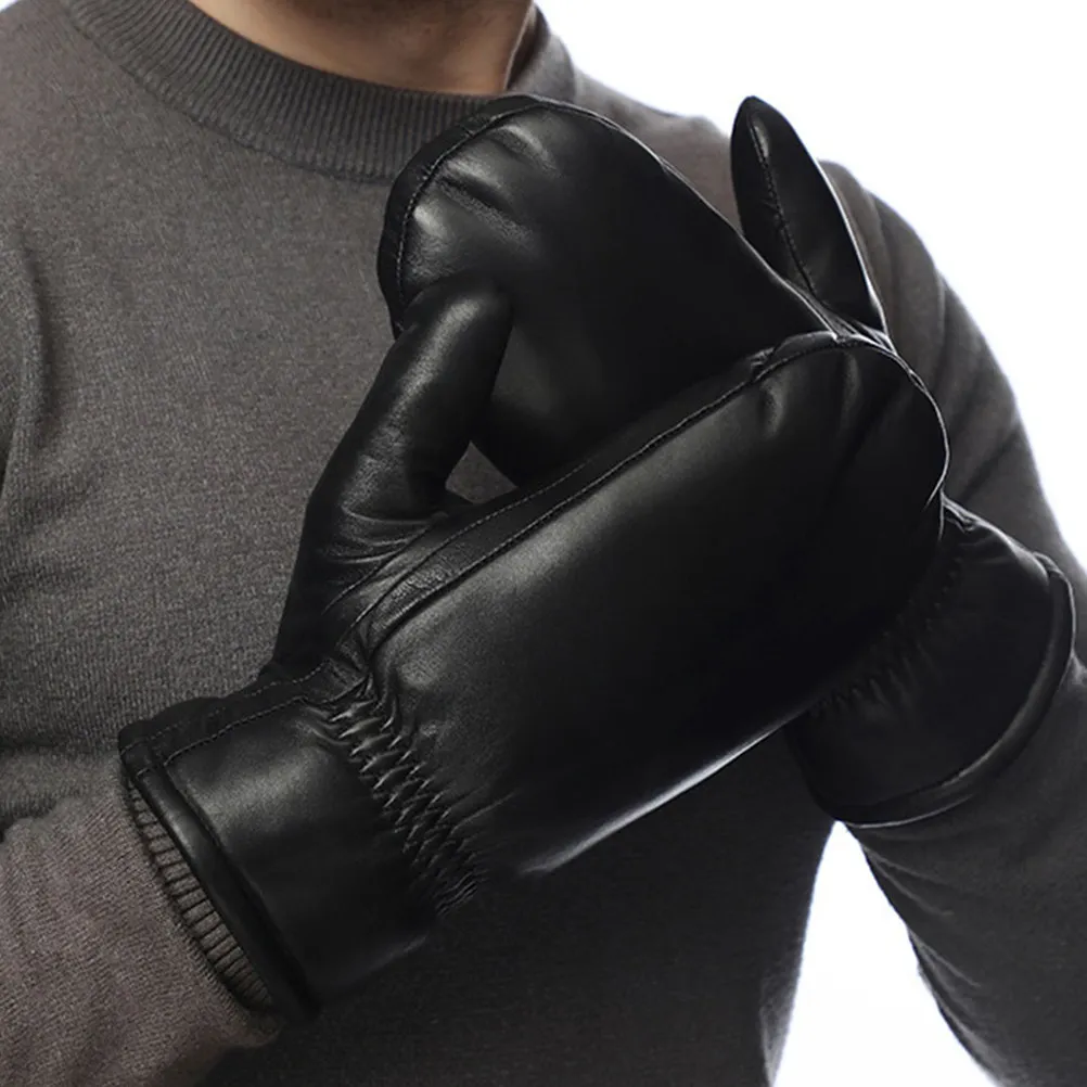 

1Pair Premium Gloves for Men with Sheepskin Lining Thick Warm Mittens for Winter Outdoor Use