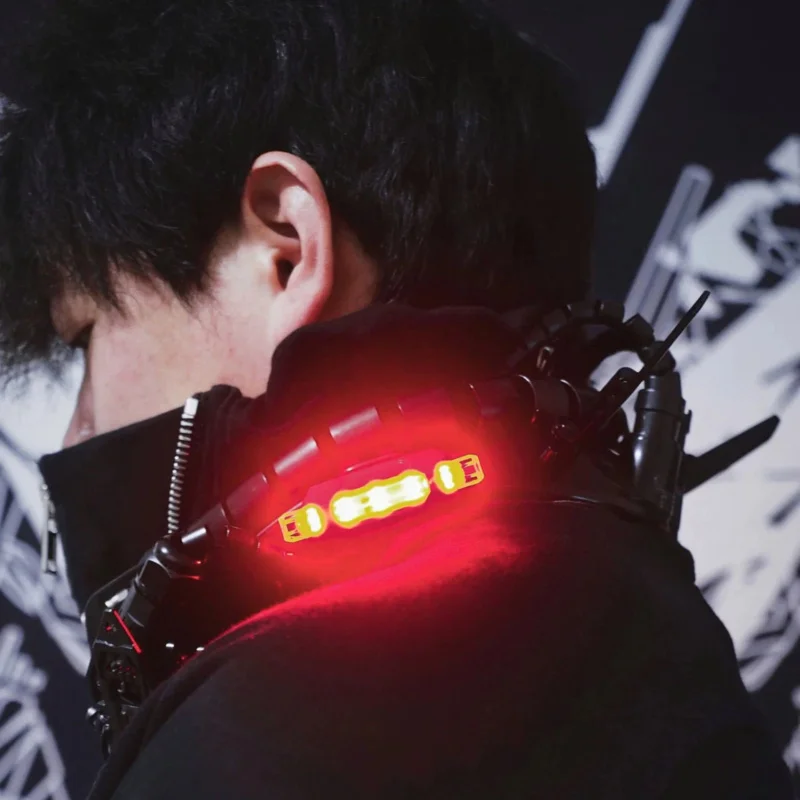 Rauchen macht elektronische Punk Kragen Cosplay Cyberpunk Requisiten Maske Flügel Ring Halloween Geschenk Halskette LED Licht