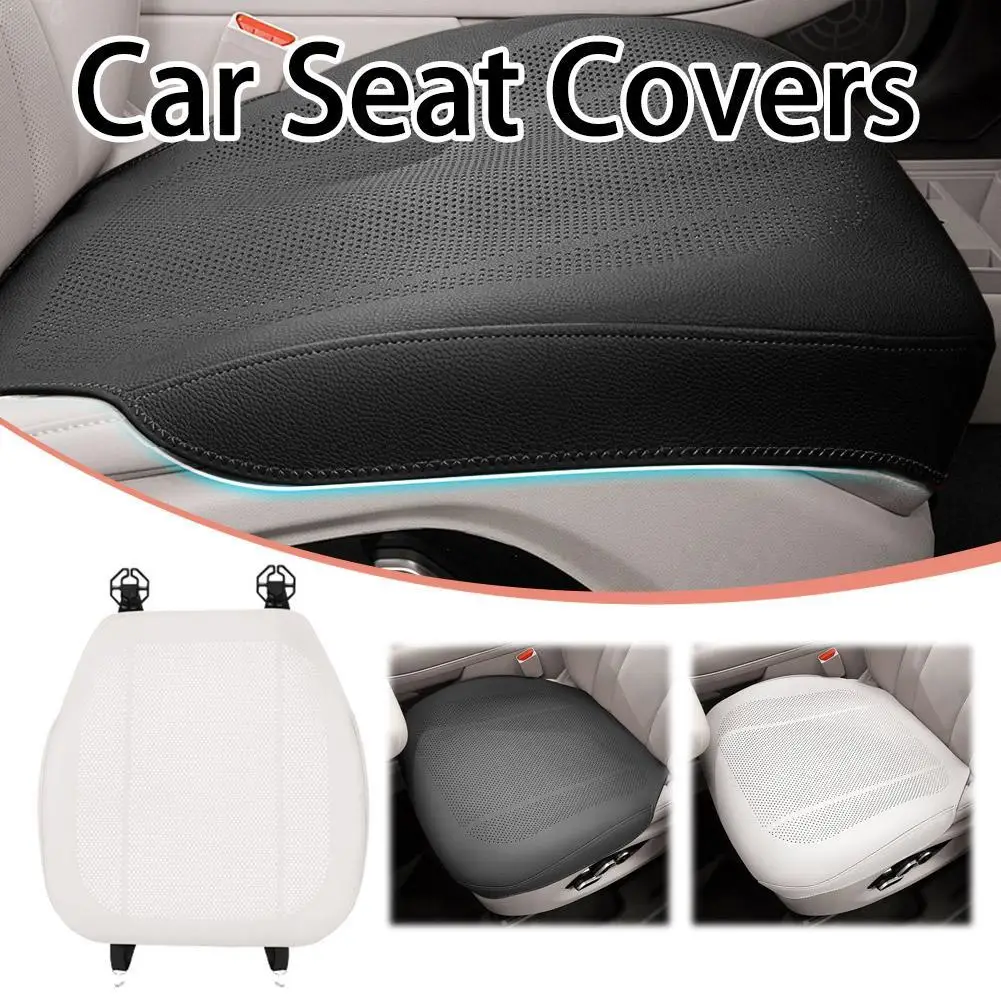 

Breathable Mesh Car Seat Cushion Premium PU Leather Protector Set Double Buckle Anti-Slip Cool Sweat Protection Universal