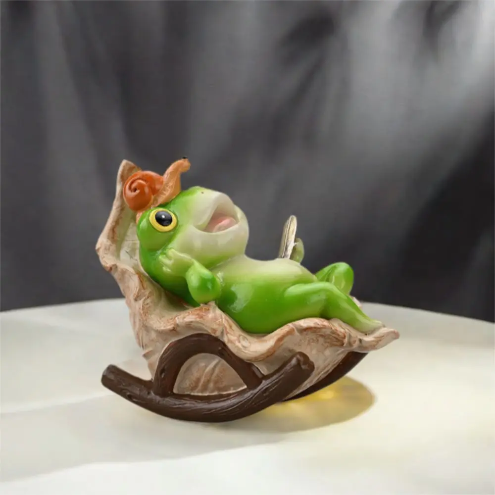 

Прочное милое кресло-качалка в виде лягушки, забавная лягушка ручной работы, фигурка растения в горшке, материал смолы, лягушка, украшение для рабочего стола, ландшафтный дизайн