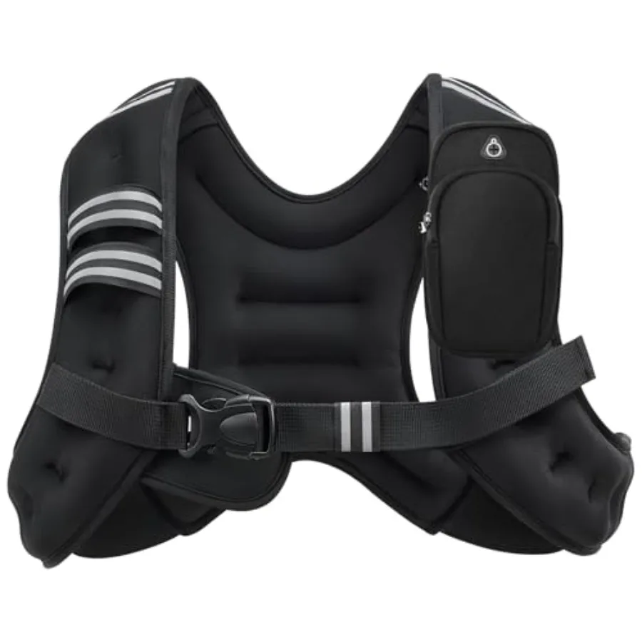 

Adjustable Weighted Vest for Men and Women 6lbs-20lbs Rucking Vest for Walking Strength Training Running in Black Silver
