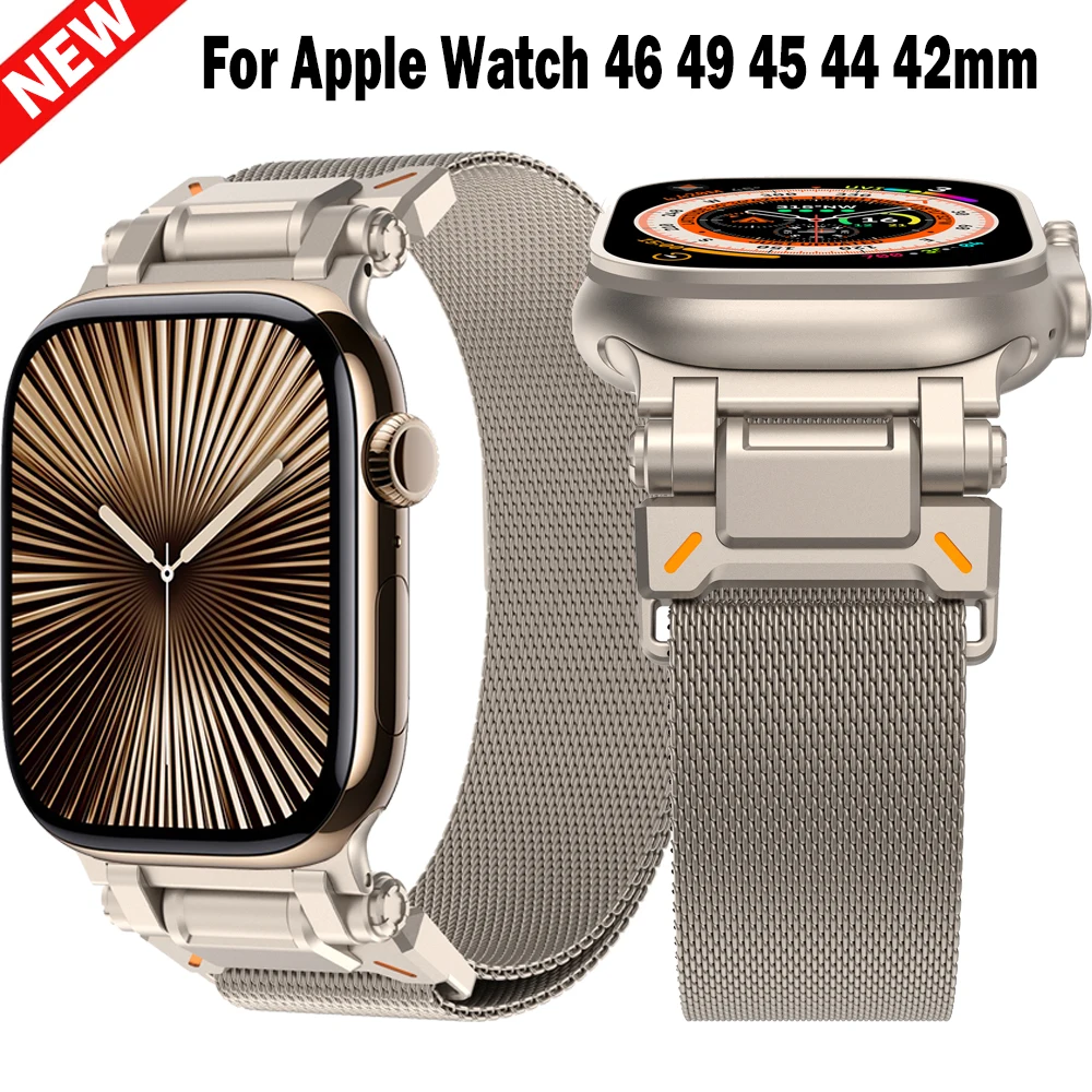 

For Apple Watch 46mm Milanese Loop Strap Magnetic Metal Bracelet For Iwatch 10 9 8 7 Ultra 49 42/44/45mm Stainless Steel Band