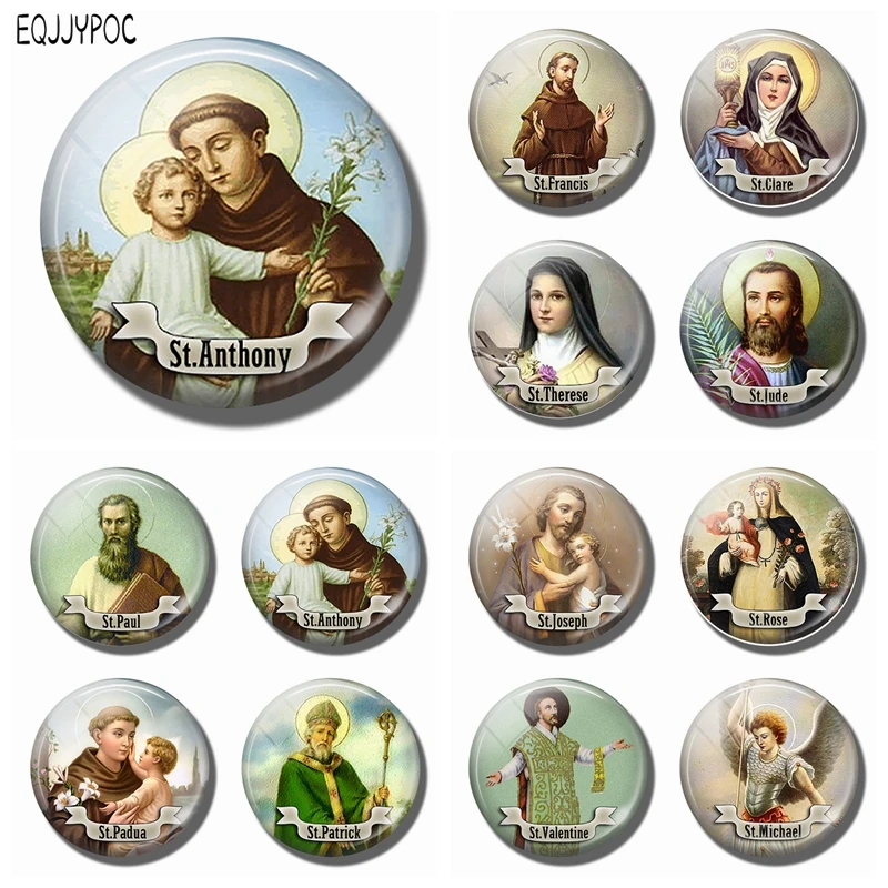 

St Anthony Saint 30MM Fridge Magnet Bring Love To Your Life Glass Dome Magnetic Refrigerator Sticker Note Holder Home Decoration