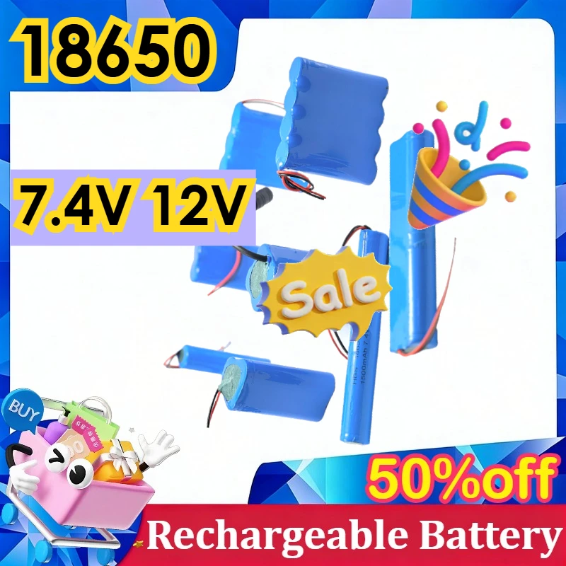 

18650 Li-ion Battery High Capacity with Wire Rechargeable Power Battery Pack for 7.4V 12V Devices