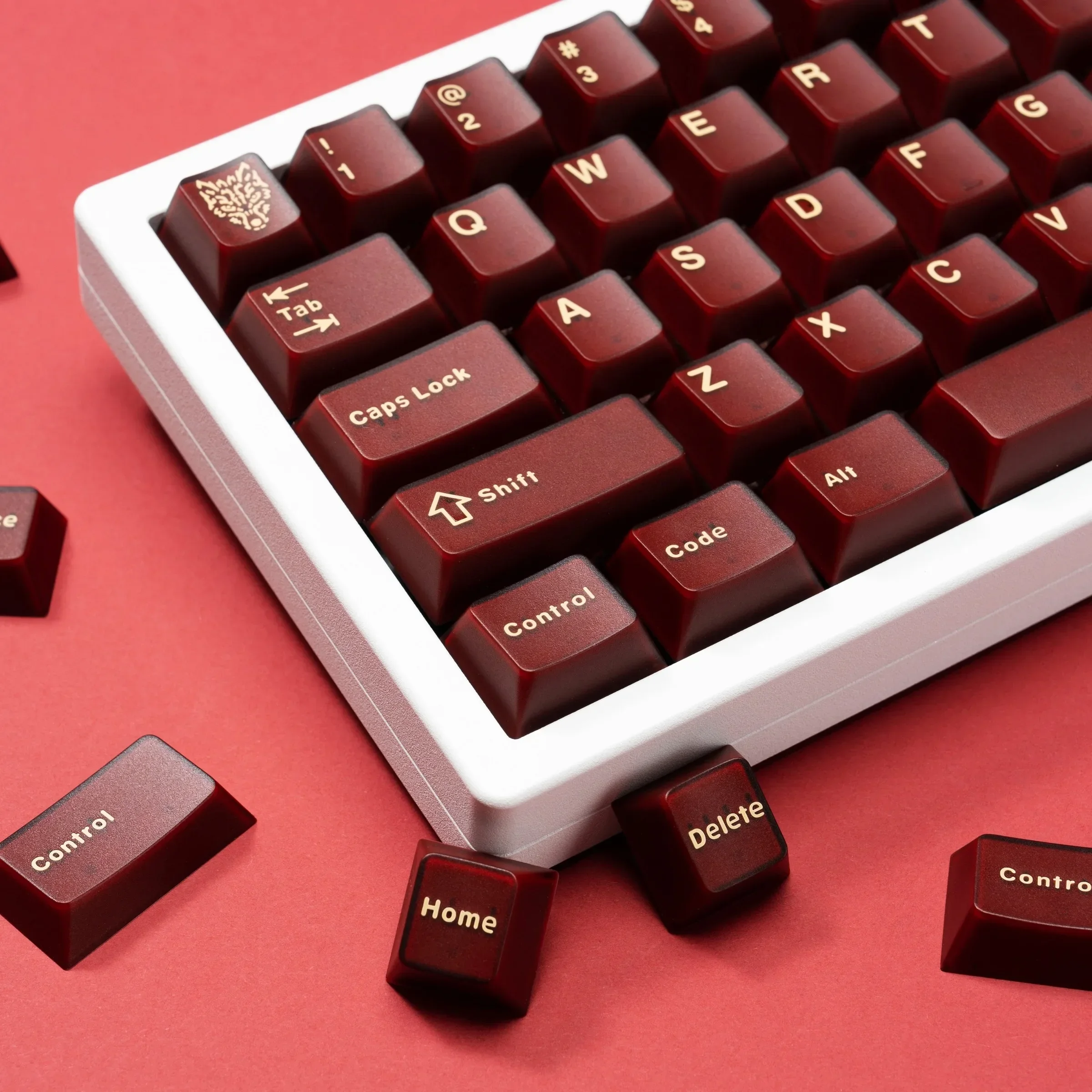Red transparent keycap original height ABS two-color two-color keycap mechanical keyboard