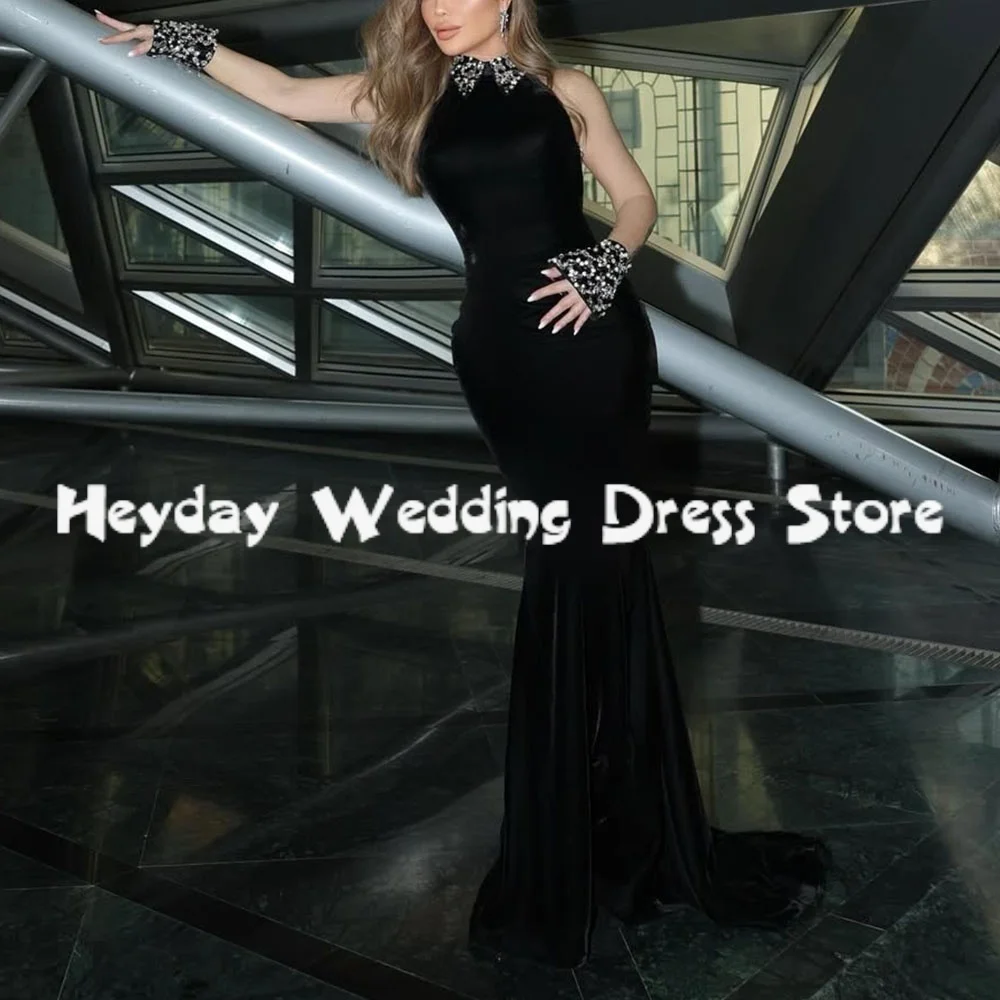 

Heyday Women's Customized Velour Backless Beaded Evening Dresses With Sleeveless Floor-Length Formal Elegant Party Dresses 2025
