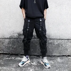 Joggers Techwear męskie spodnie bojówki Y2k czarne gotyckie w japońskim stylu Harajuku spodnie męskie modne ubrania w stylu punkowym Hip Hop