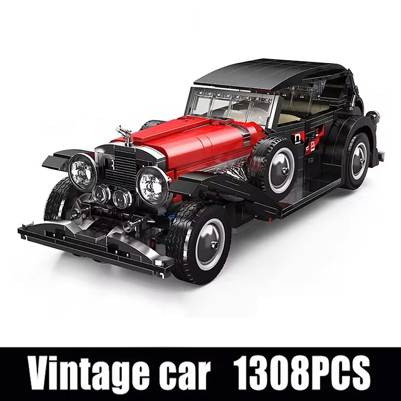 몰드 킹 10114 테크니컬 자동차 빌딩 블록 T50 빈티지 자동차 세트 조립 클래식 자동차 블록 어린이 장난감 크리스마스 선물
