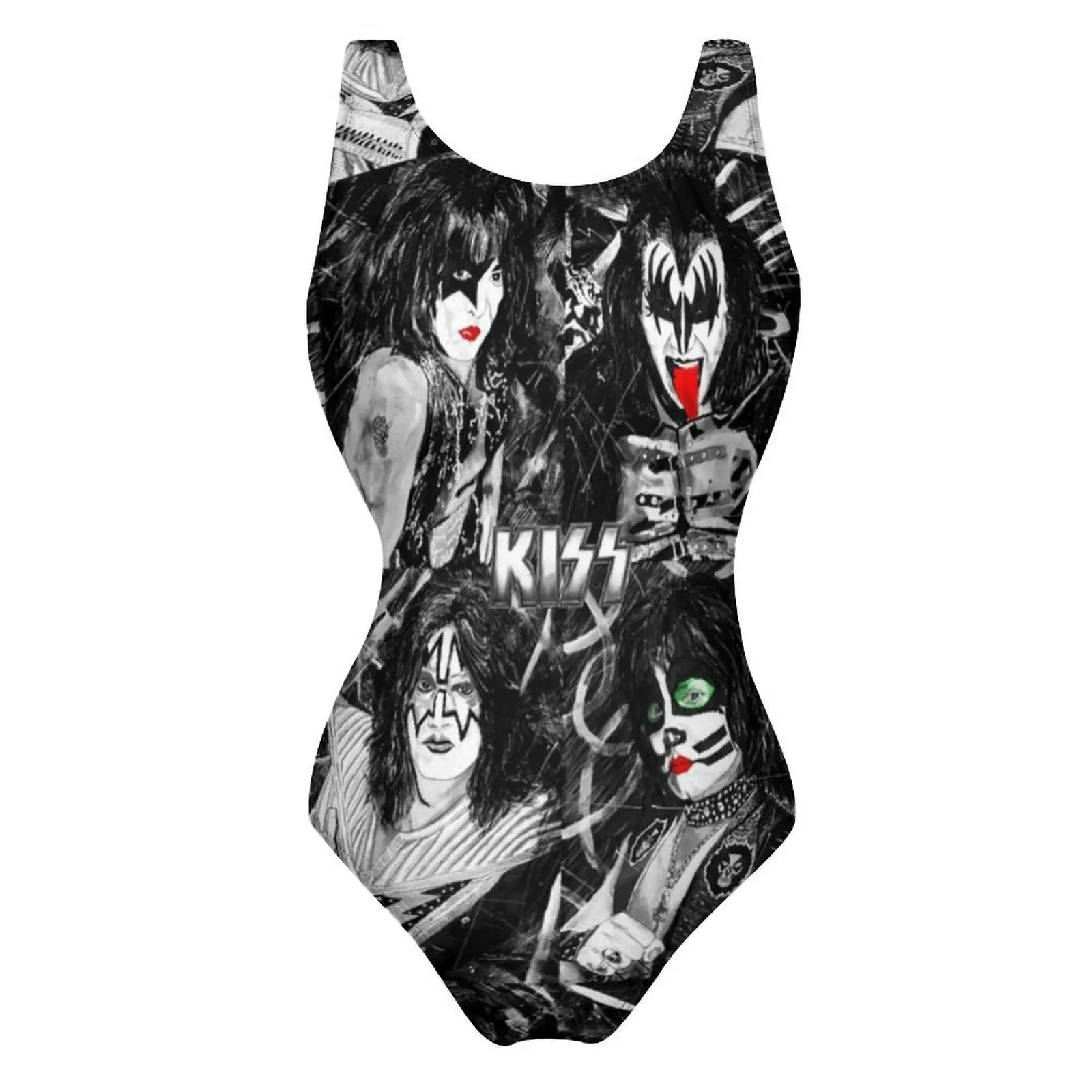 Kiss Band Print Swimsuit Sexy Colour Splash with Logo One Piece Swimwear Push Up Bodysuit Classic Beach Beach Wear image 4