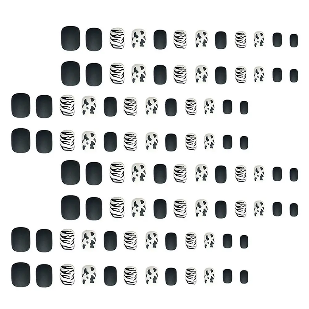 48Pcs Glossy Short Ballet False Nail Tips Plastic Full Cover Artificial Nails for DIY Nail Art Manicure Women Fake Nails