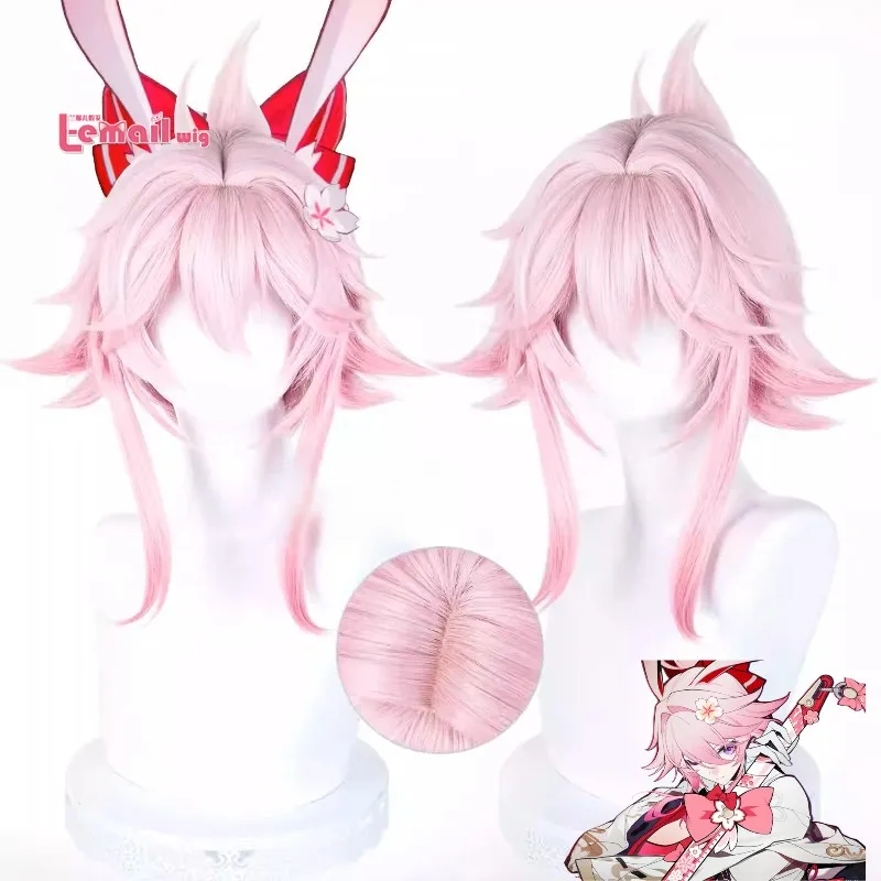 

Парик L-email wig Honkai Star Rail Evanesci для косплея, короткий розовый парик, термостойкий синтетический парик для женщин, на Хэллоуин и Рождество