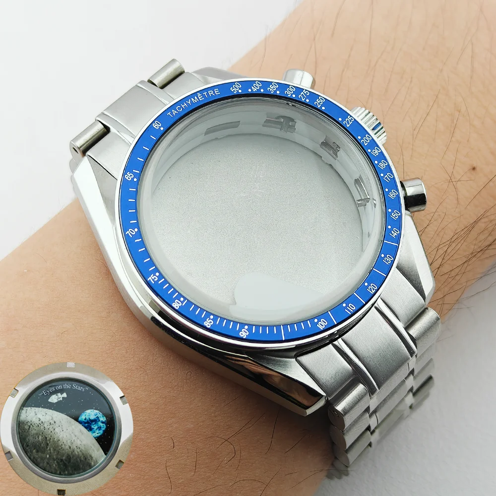 VK63 Case 39.7MM Case And Strap Combination Moon Case Watch Metal Case Moon Pattern Back VK63 Chronograph Case VK63 Case VK64 Ca