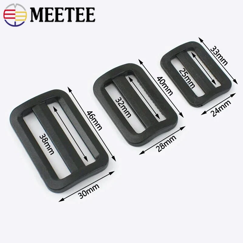 20Pcs Meetee 32/38mm Plastic Tri-Glide Ring Buckles Bag Strap Slider Clasp Webbing Belt Adjuster Hook Dog Collar DIY Accessories