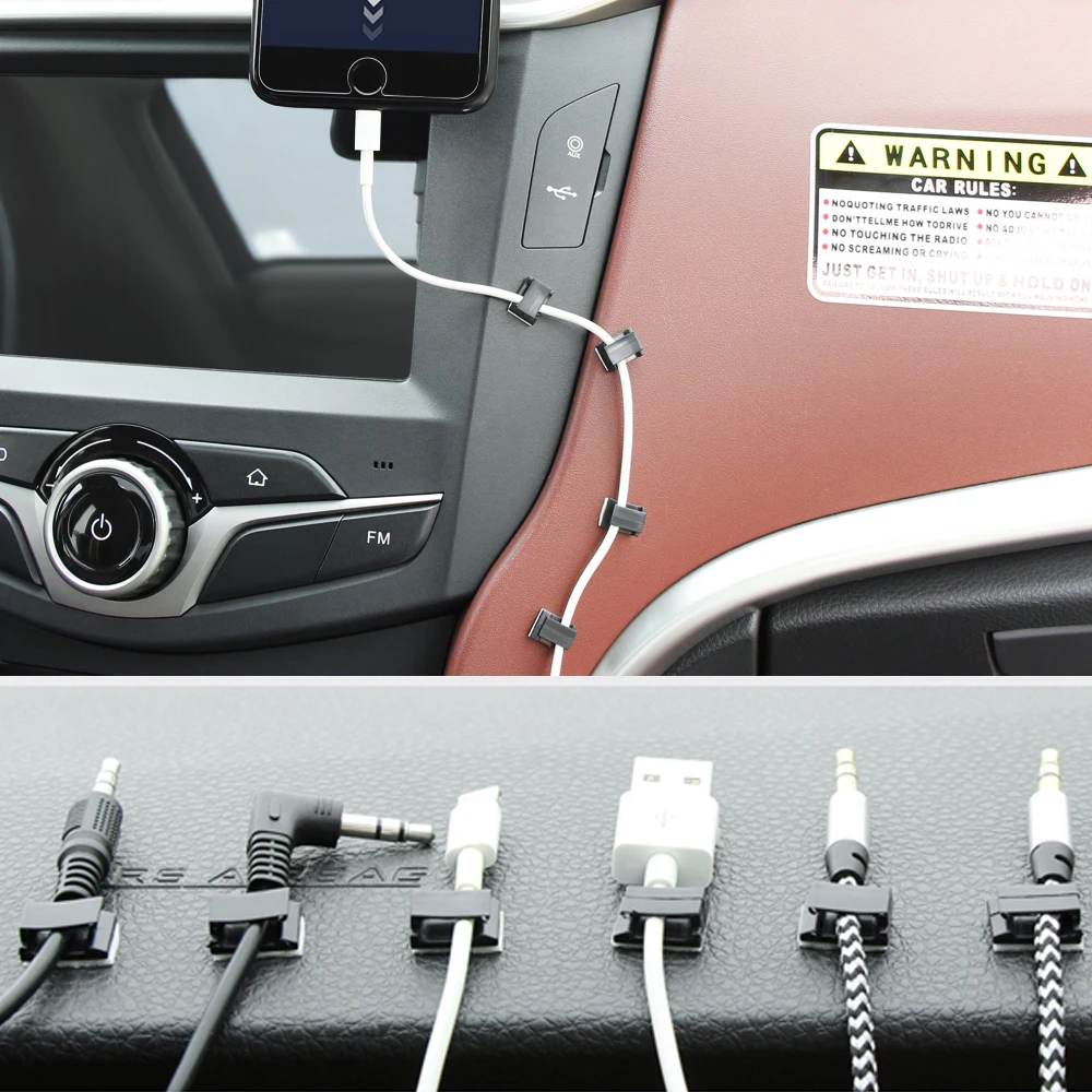 40PCS Car Useful Wires Self-adhensive Fixed Clips Data Cord Tie Cable Mount Car Hook Car Stuff Interior Holder Self-adhesive