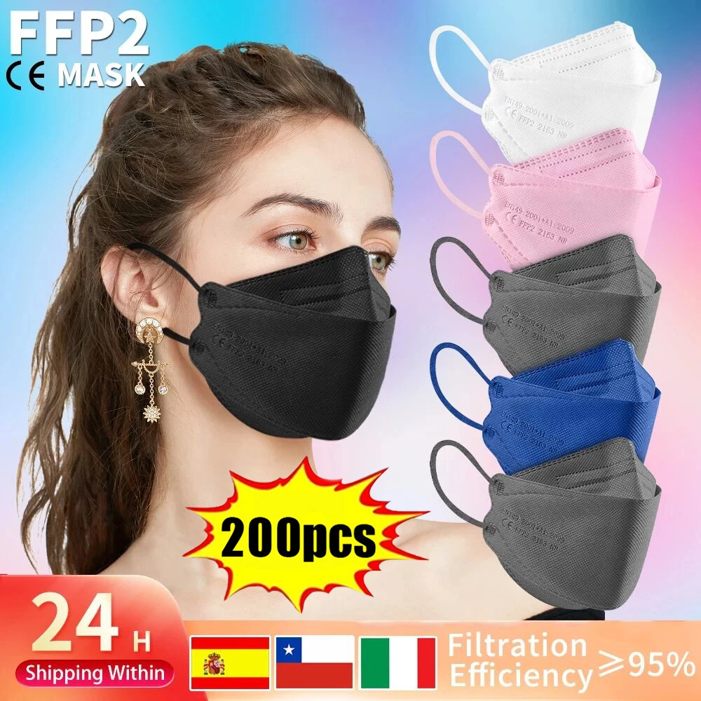 10-200pcs ffp2 mascarillas CE KN95 Masks Approved hygienic colors respiratory Filter Face Mask ffp2mask reusable ffp3 fish masks