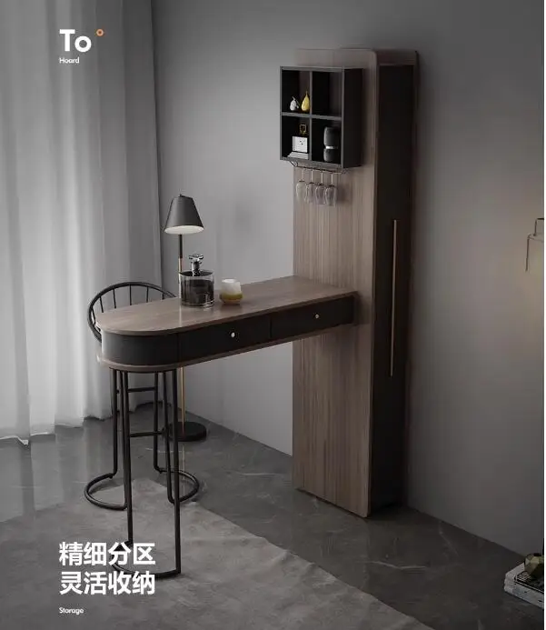 Telescopic bar table against the wall modern simple family living room partition bar wine cabinet