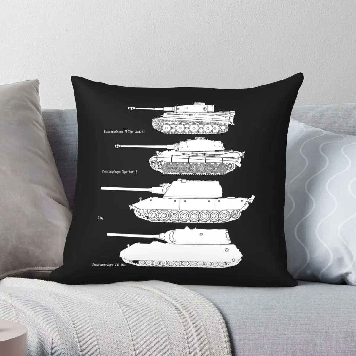 I Like German Heavy Tanks Square Pillowcase Polyester Linen Velvet Printed Zip Decorative Car Cushion Cover