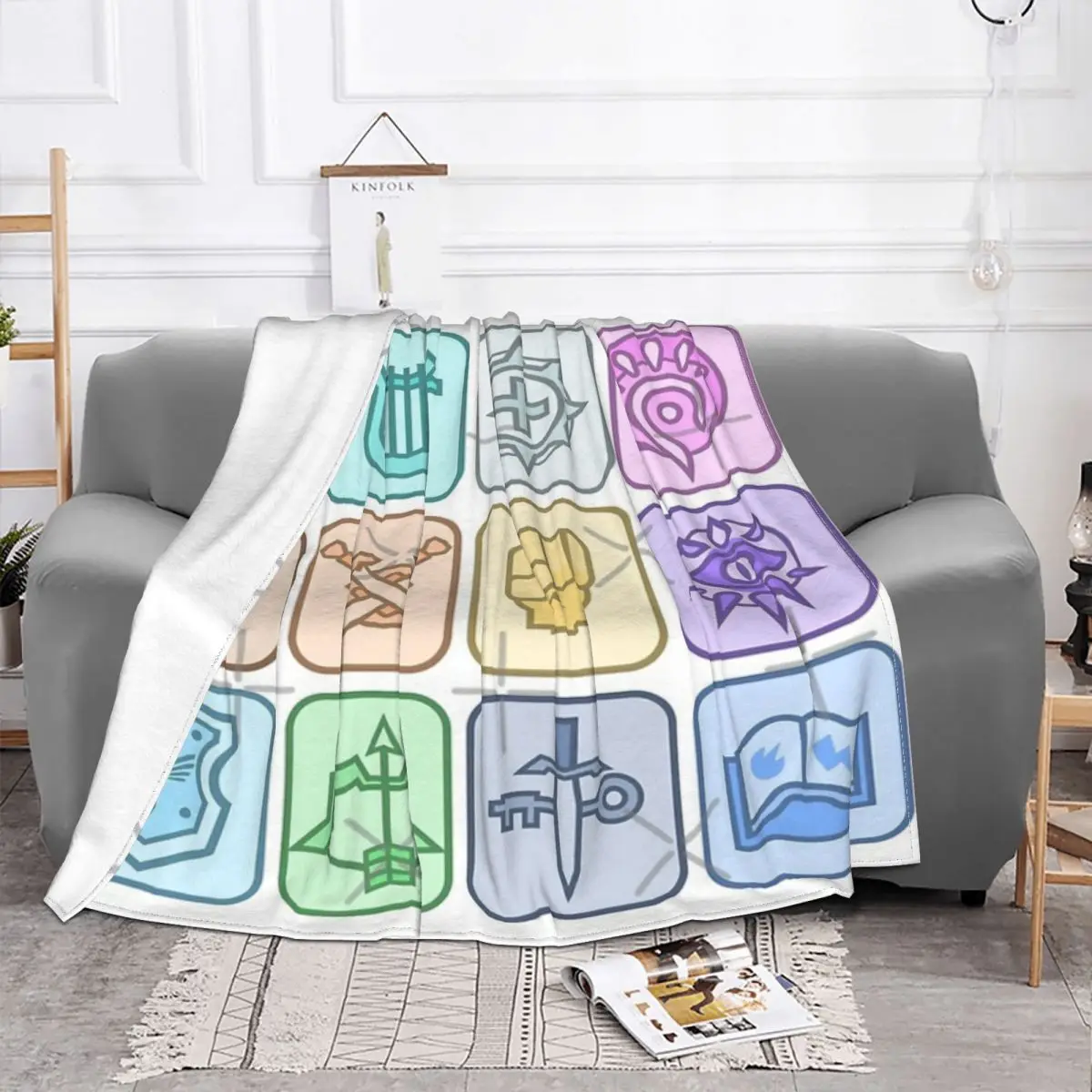 Jocat Crap Guide To Dnd Class Icons Color Quilt Bedroom Throw Blanket Thin Wadding Blanket Throw Blanket