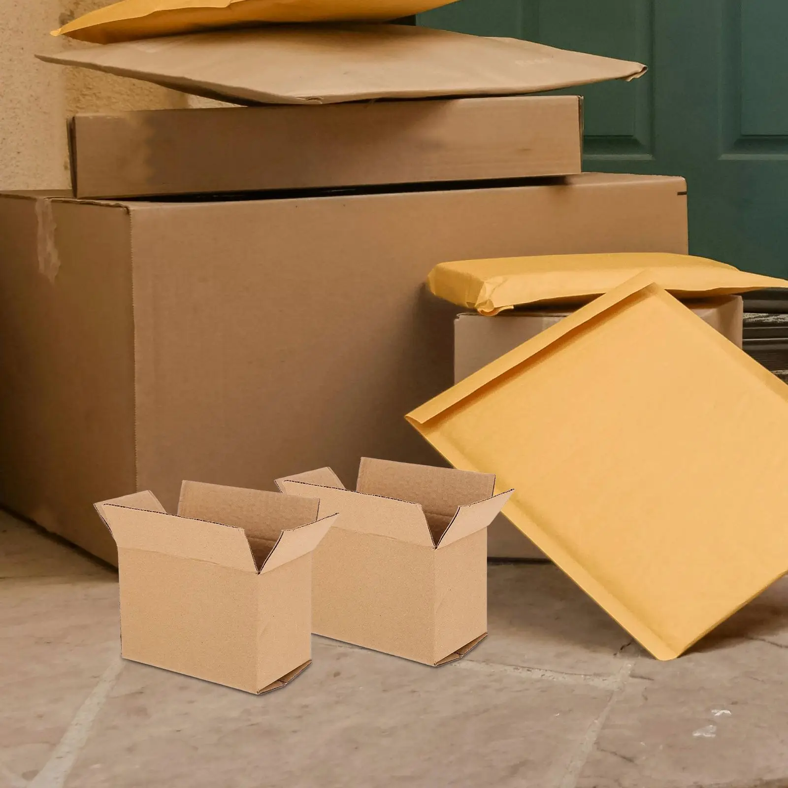 Cajas de cartón corrugado de 10 Uds., almacenamiento móvil resistente, caja de embalaje de envío, sobres publicitarios, contenedores de embalaje de correo reutilizables