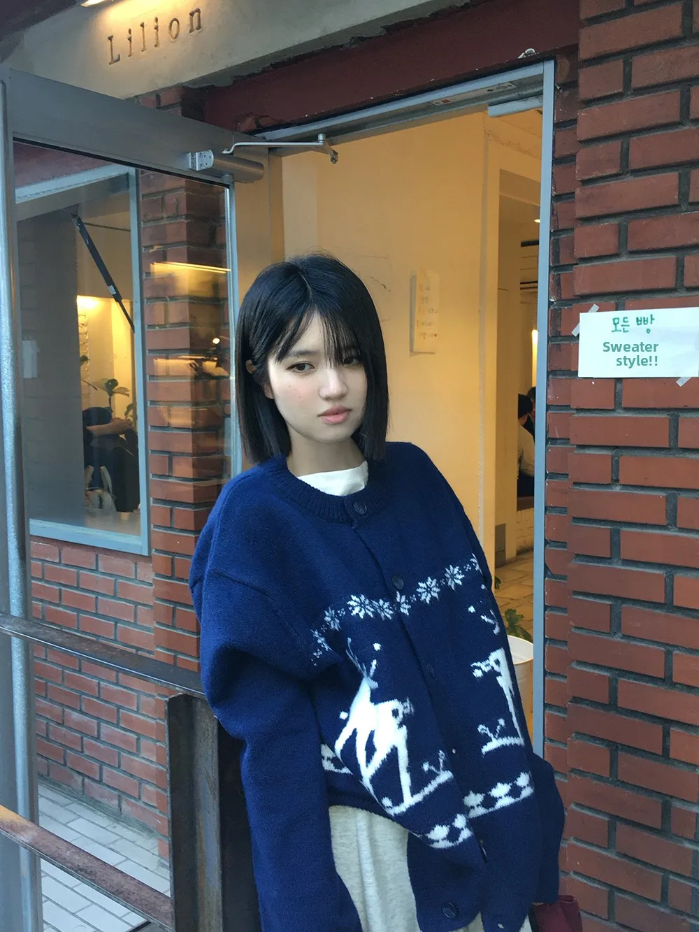 

Mere Blue Nordic Retro Soft Lazy Loose Knitted Open Cardigan Sweater Outerwear Women's Faion Autumn Winter Warm Thermal