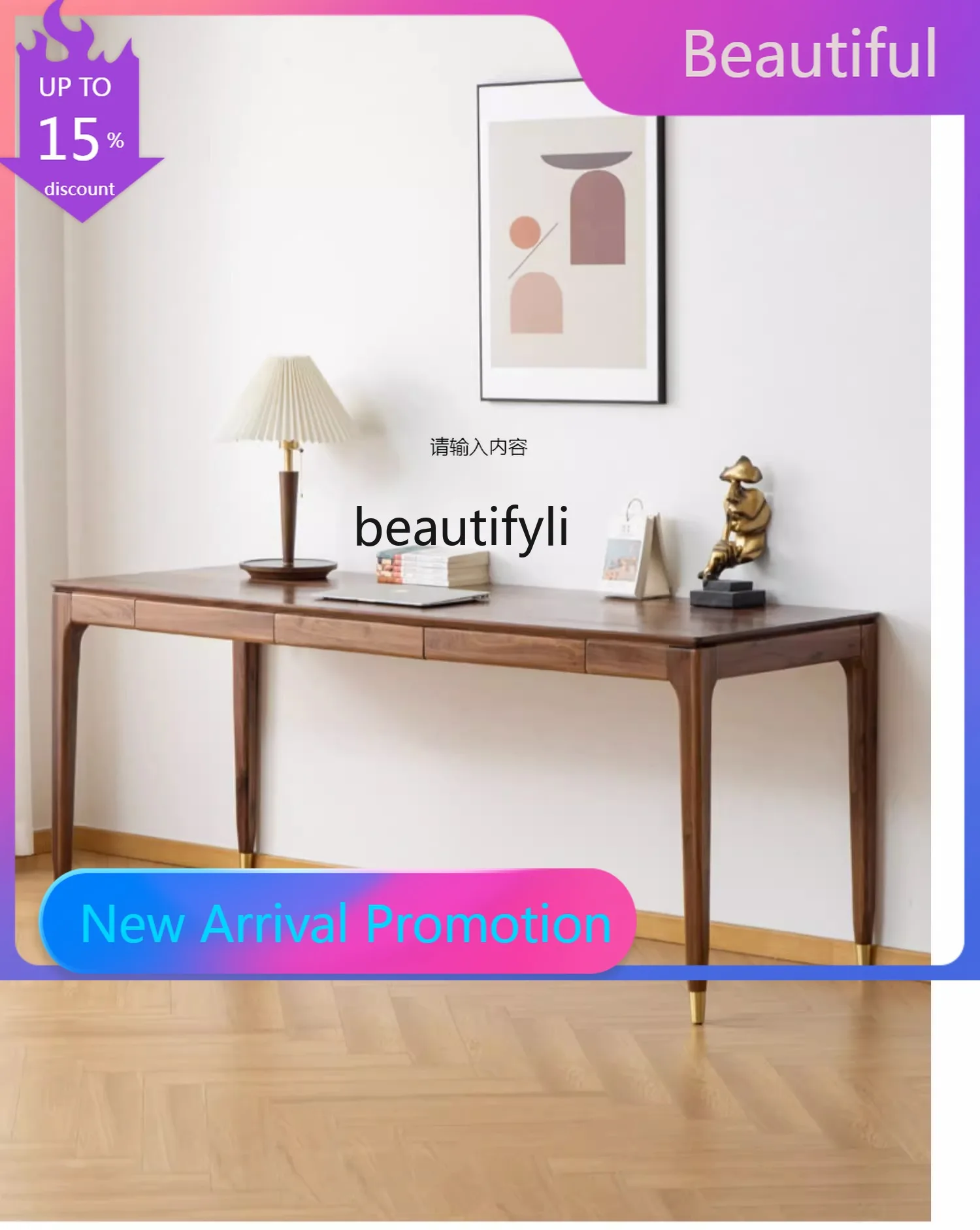 

North American Black Wallet Solid Wood Cherrywood Desk Nordic Simple Study Table Desk Log Desk Office Drawer Furniture G1218