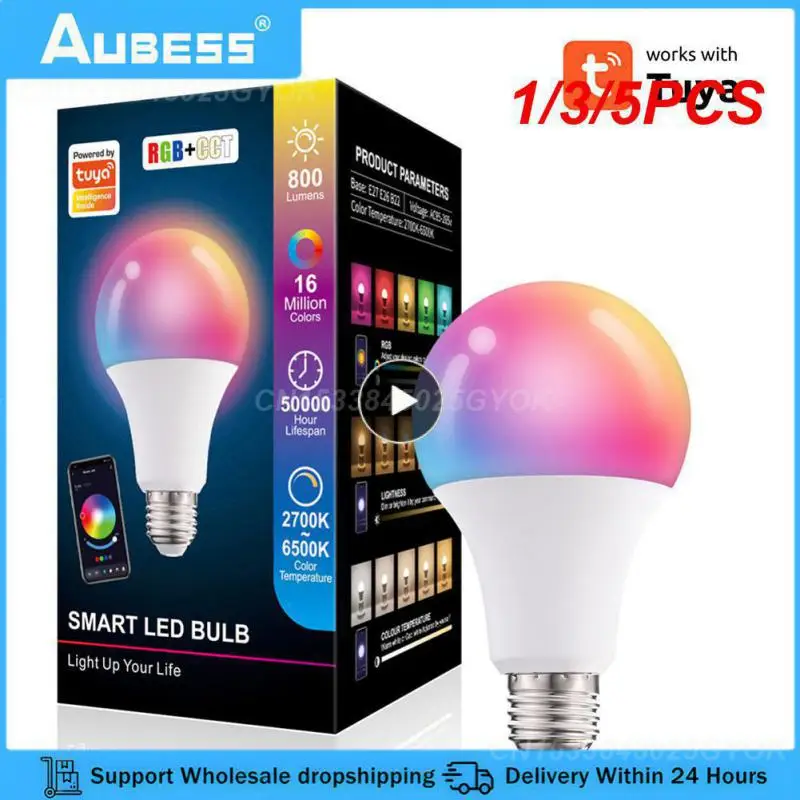 

1/3/5PCS Tuya Smart Led Bulb Light 10W Bluetooth Lamp E27/B22 RGBW Led Lamp Color Changing Lampada RGB+CCT Decor Home AC85-265V