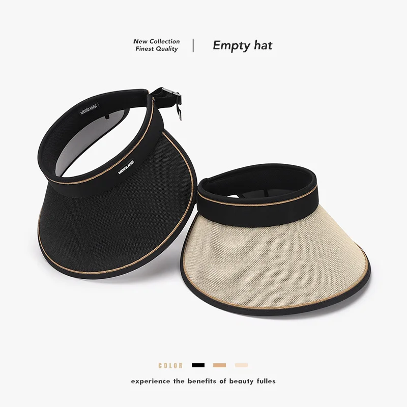 Summer UV Protection Open-Top Hat for Women, Simple and Versatile for Outdoor Cycling, Extra Large Brim Sun Protection Hat